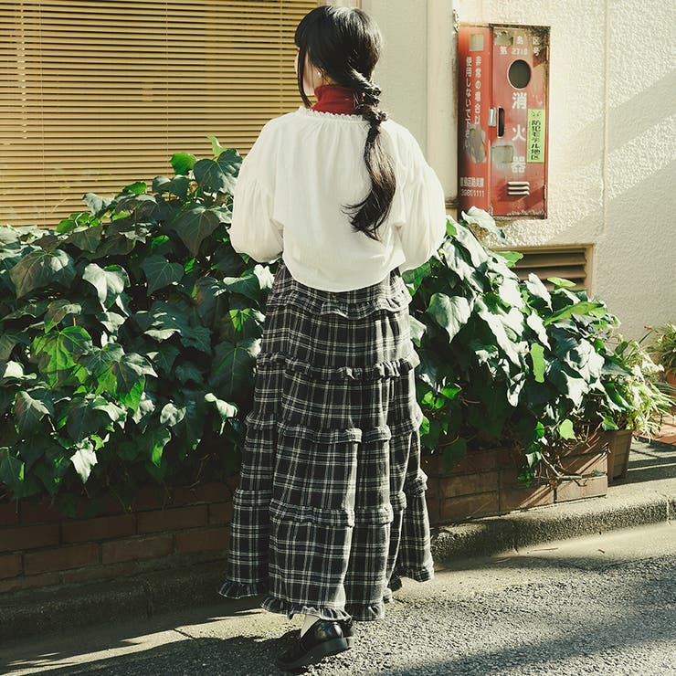 00s TRALALA ビスチェ風 モノトーンチェック柄フリルキャミワンピ 00s TRALALA ビスチェ風 モノトーンチェック柄フリルキャミ