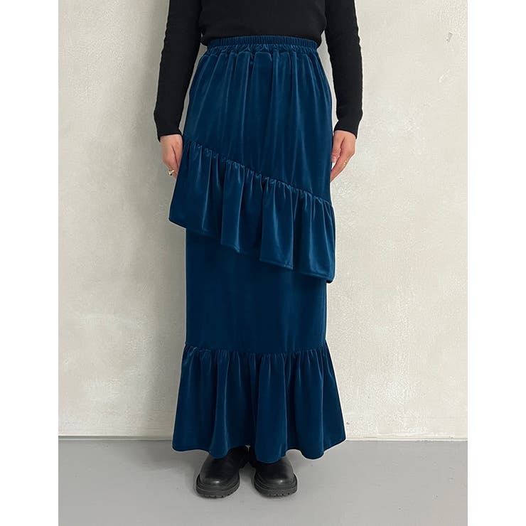 Adoon plain Ladies】ベロアティアードスカート[品番