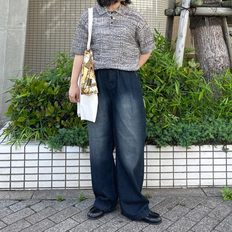 kutir】【XS~Lサイズあり】タックワイドデニムパンツ[品番