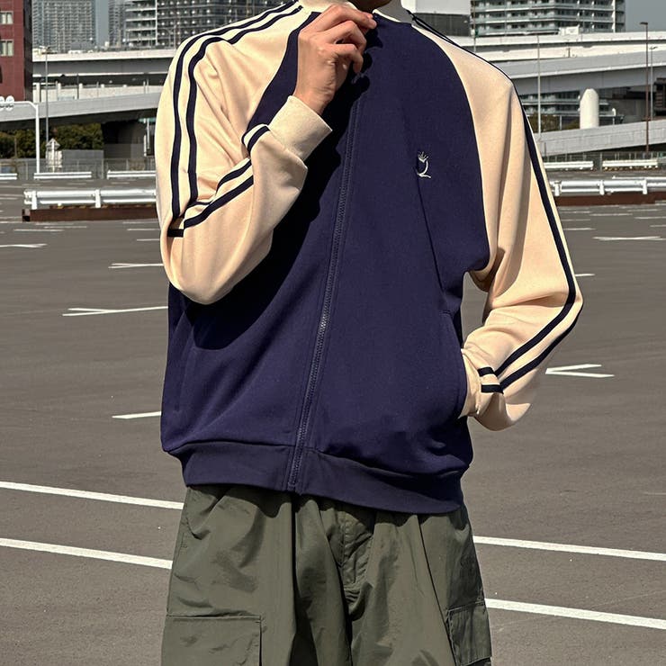 ★3色 セットアップ ジャケット パンツ サイドライン ストリート セットアップ可能】サイドライン ジップジャケット（ブルゾン