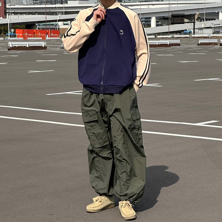 アイボリー】【kutir】サイドライン配色トラックジャケット