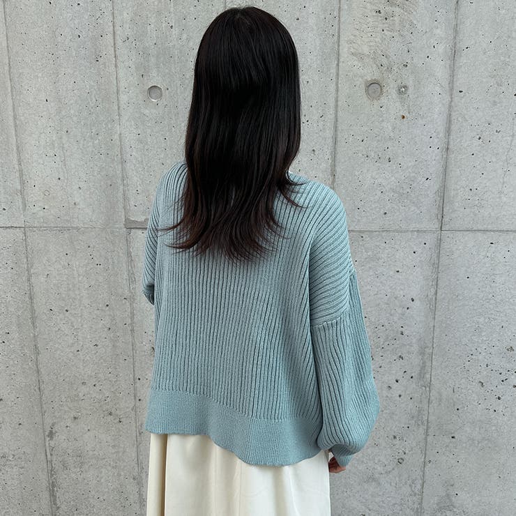 ハイツイストコットンオータムガーデン刺繍ロングニット