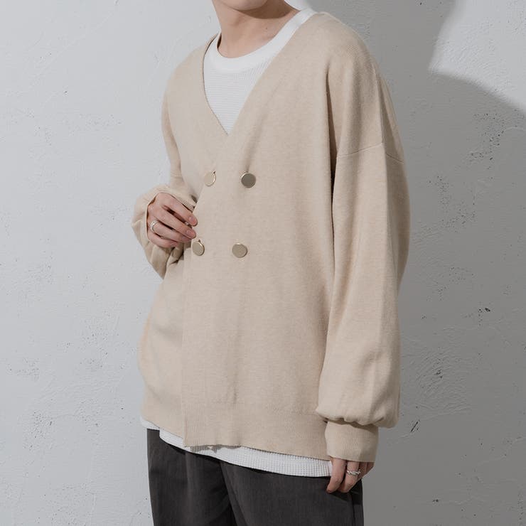LARDINI ダブルブレストニットカーディガン グリーン系Mサイズ