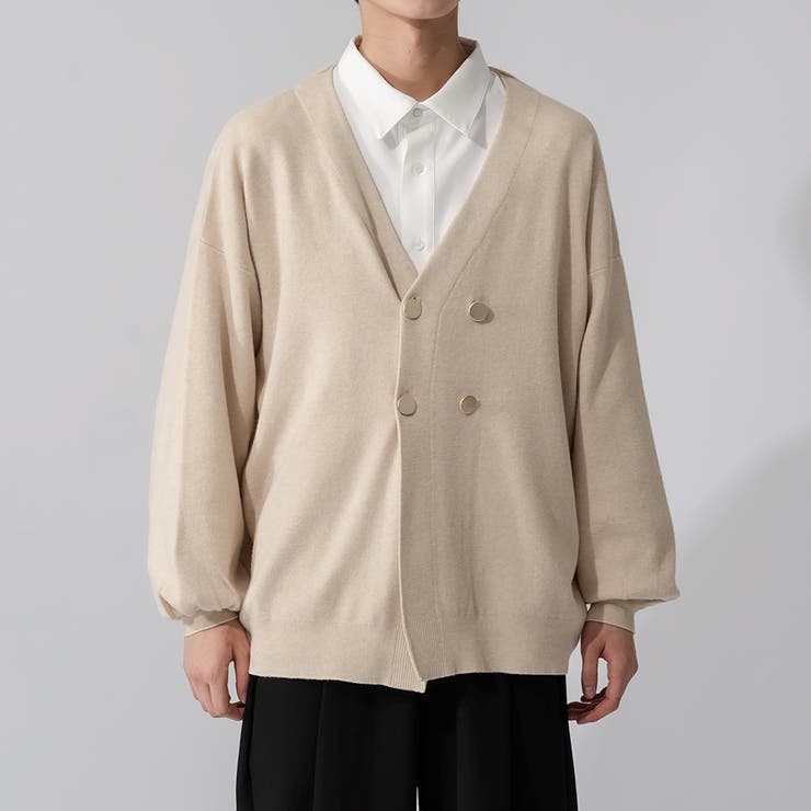 LARDINI ダブルブレストコットンニットカーディガン LARDINI ラルディーニ メンズ コットン ナイロン ブークレ