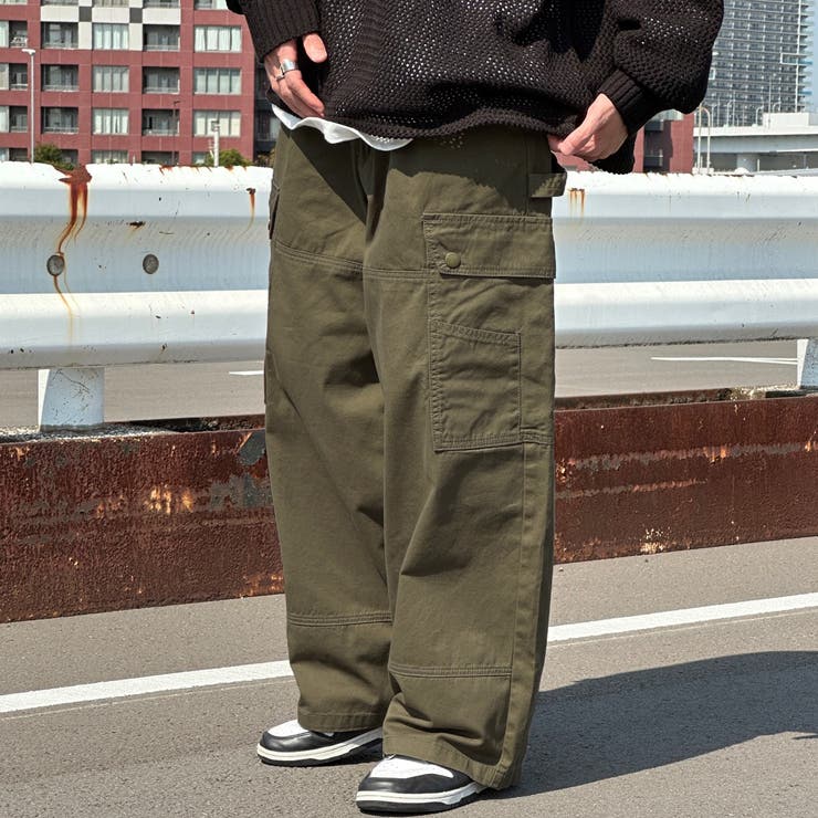 ダブルニーワイドデニムカーゴパンツ[品番：KTRW0026101]｜kutir