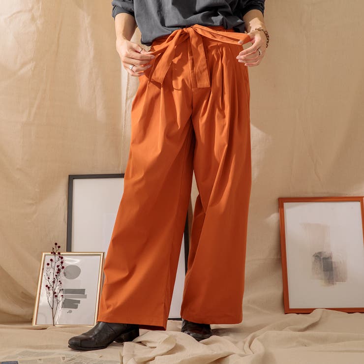 Adoon plain】ベルト付き4タックパンツ[品番：KTRW0021420