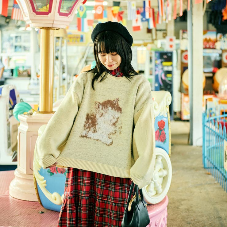 kutir】【クティールとレトロ】アソートネコジャガードニット