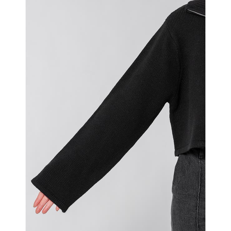 Adoon plain Ladies】ショート丈ハーフジップニット[品番