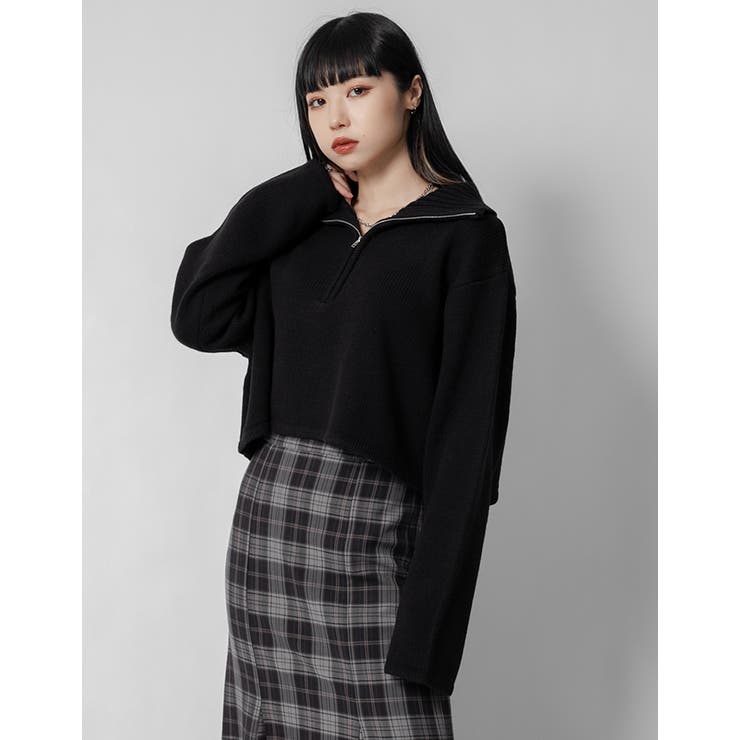 【Adoon plain  Ladies】ショート丈ハーフジップニット[品番：KTRW0022957]｜kutir（クティール）のレディースファッション通販｜SHOPLIST（ショップリスト）