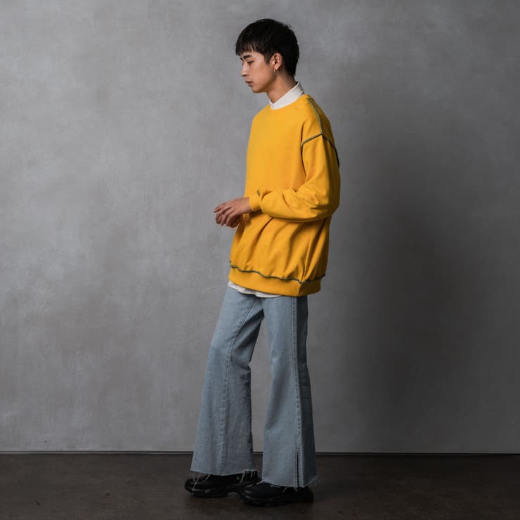 Adoon plain】配色ステッチスウェット（セットアップ着用可