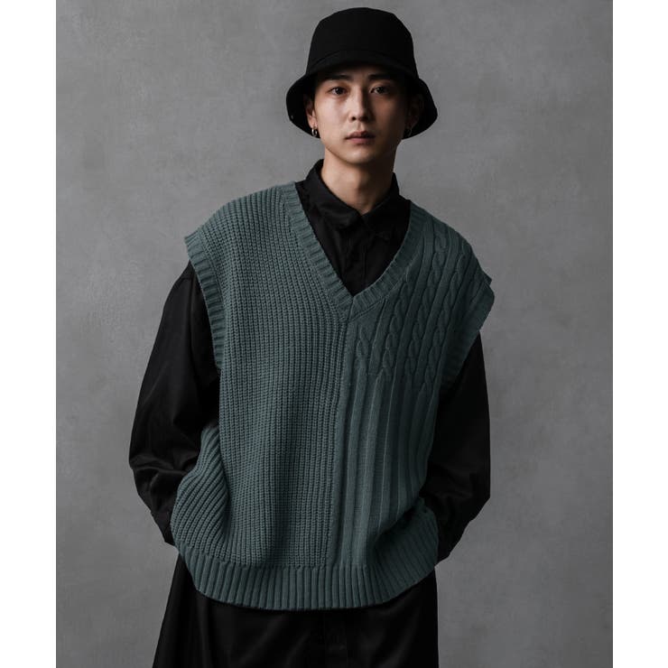 【高品質】 Adoon plain】アシンメトリーニットベスト[品番：KTRW0023657 トップス