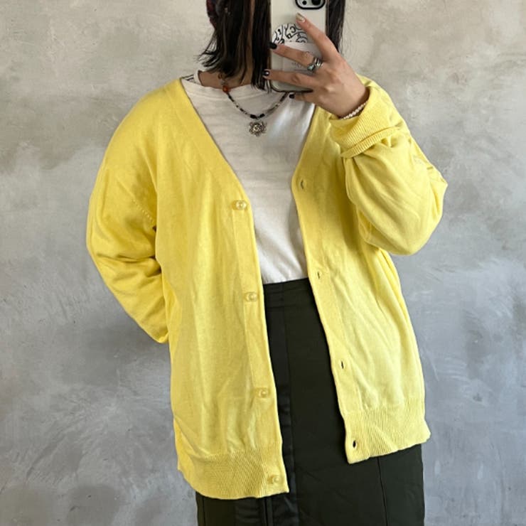 昭和レトロVネックカーディガンゆったりウール混レッドフリーサイズ VINTAGE - 昭和レトロVネックカーディガンゆったりウール混