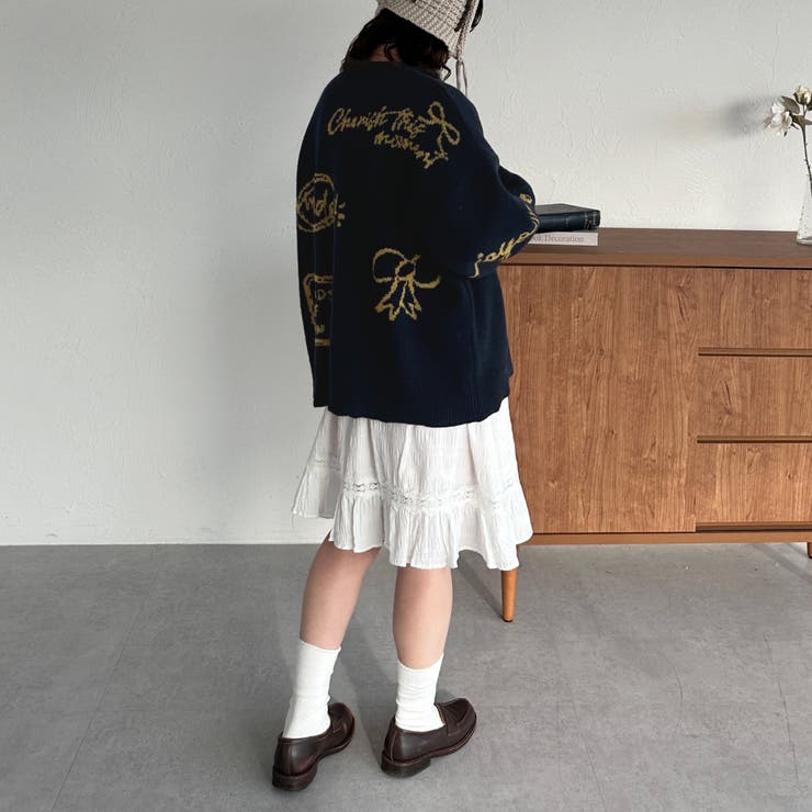 kutir】ランダムロゴジャガードニット[品番:KTRW0031682 kutir】ランダムロゴジャガードニット[品番:KTRW0031682