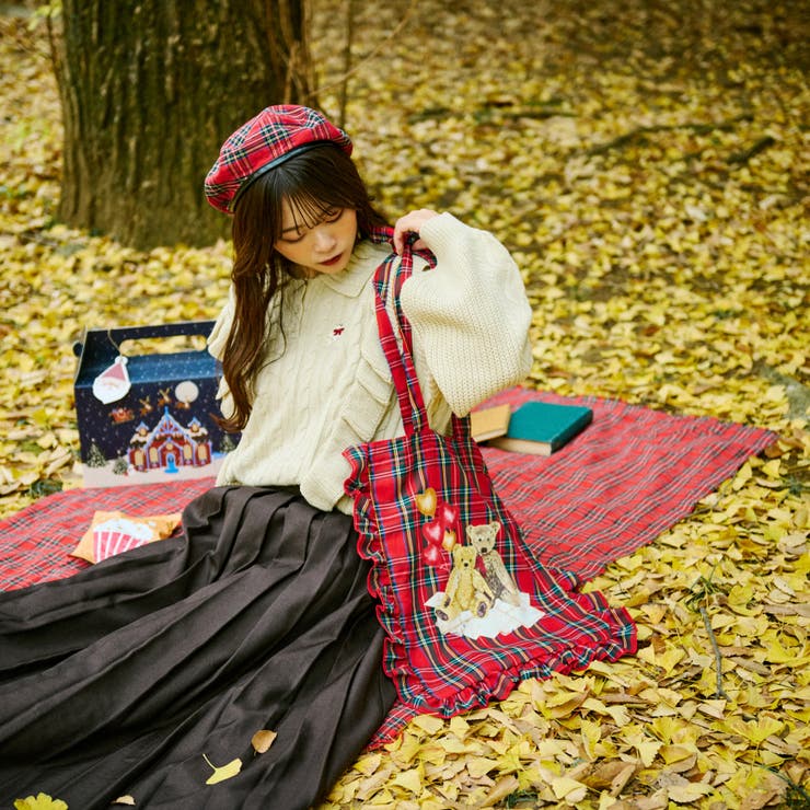TeddyBear テディベアコラボ リボンチェックフリルトート[品番