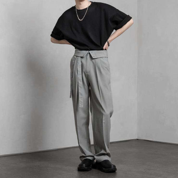 Adoon plain】ベルト付きセンタープレスパンツ[品番