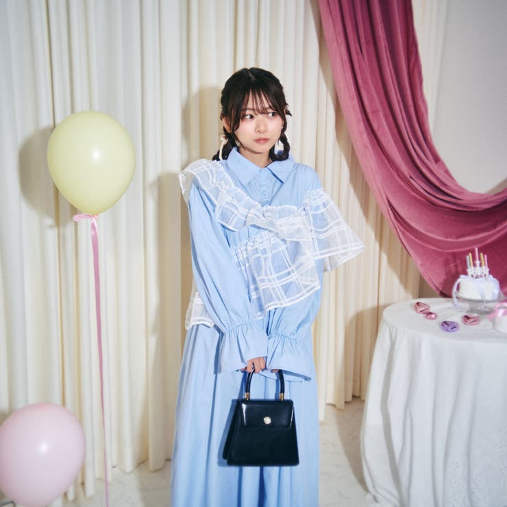 frill back ribbon check onepiece | épine