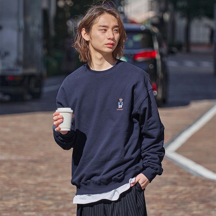 美品 KURO クロ 長袖 オーバーサイズ スウェットシャツ トレーナー プルオーバー サイズ0 ブルーグレー レディース 古着 中古 GU公式 | ウォッシュドロゴスウェットプルオーバー(長袖)+E