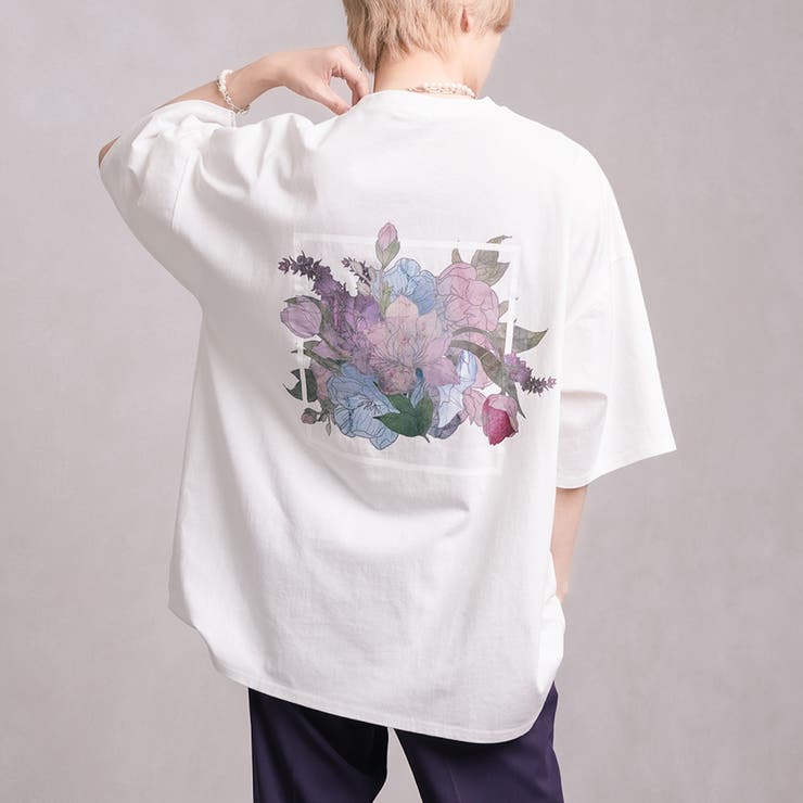 【Adoon plain】フラワーバックプリントTシャツ | kutir | 詳細画像1 