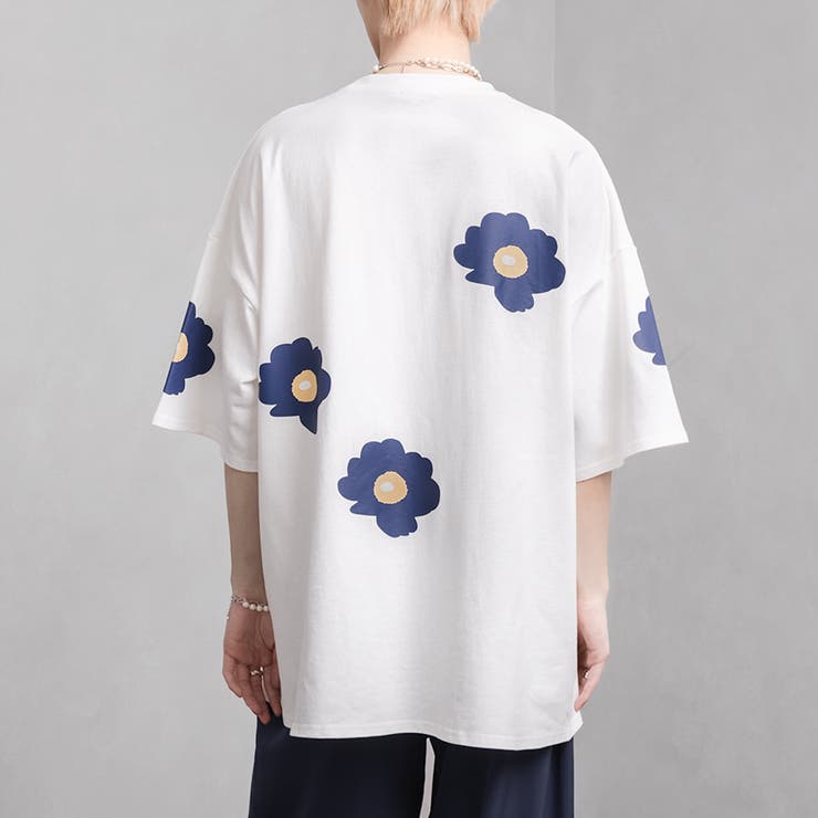 【Adoon plain】BIGフラワープリントTシャツ