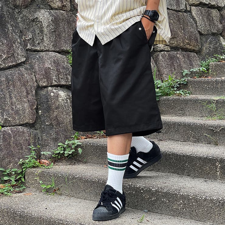 ハーフパンツ メンズ ワイドレッグ ストレート 3色 ハーフパンツ メンズ ショートパンツ[品番：QA000002581]｜Maqua
