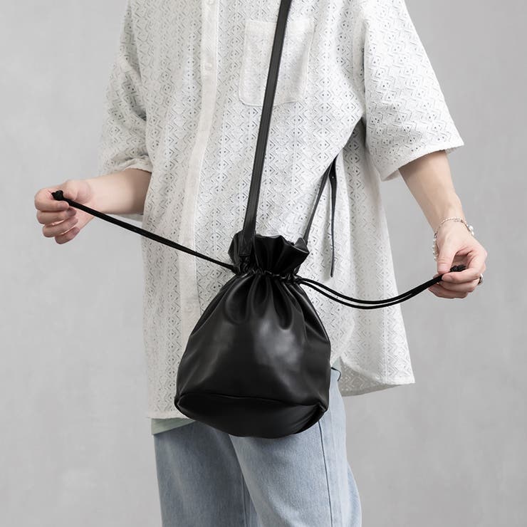 【Cisei】レザー ドローストリングバック 巾着 ハンドバッグ