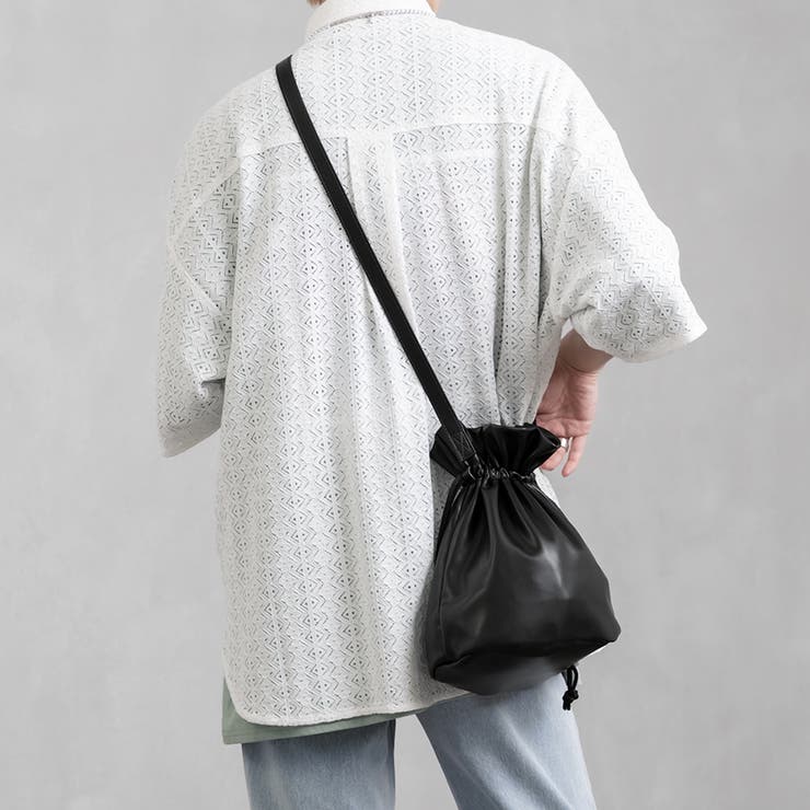 Adoon plain】フェイクレザードローストリングバッグ[品番