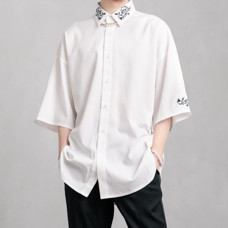 Adoon plain】花柄刺繍シャツ[品番：KTRW0024397]｜kutir