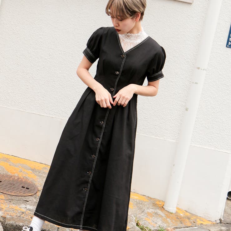 ワンピース kutaro kutir】ステッチワンピース[品番：KTRW0001576]｜kutir