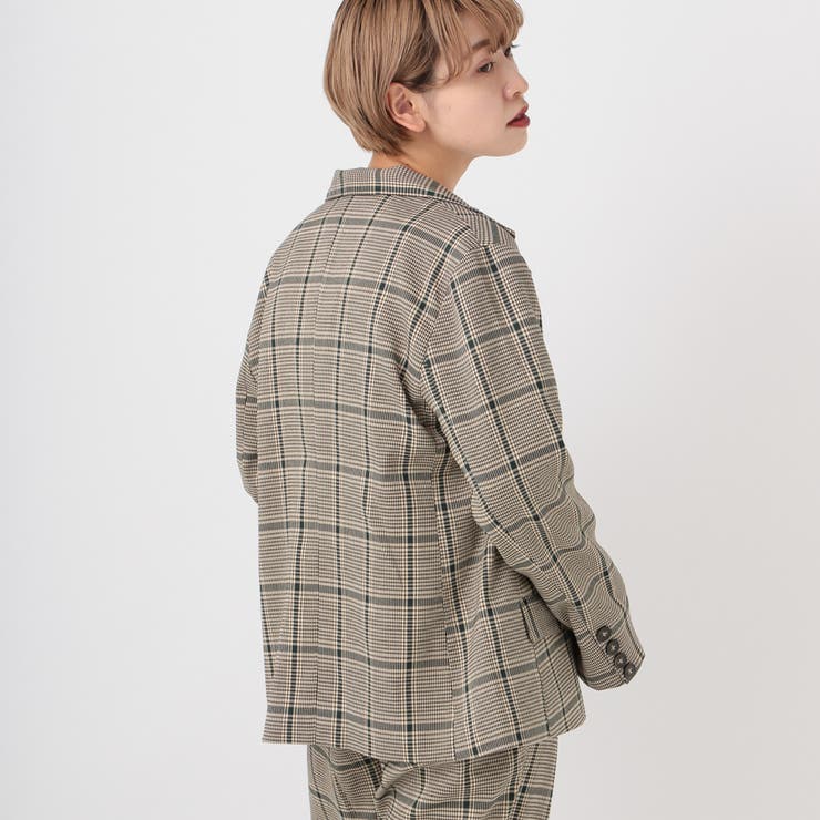 kutir】【セットアップ】チェック柄テーラードジャケット[品番