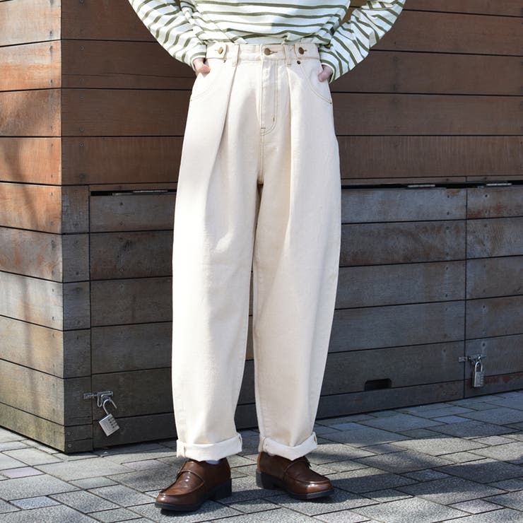 kutir】【低身長向けSサイズあり】タックバルーンデニムパンツ