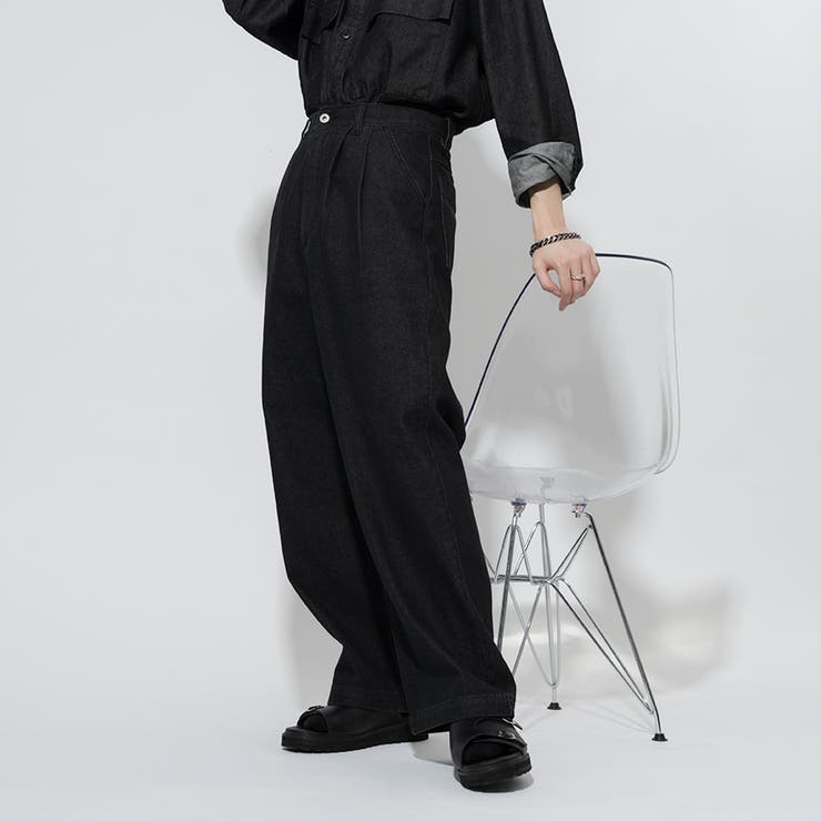Adoon plain】2タックハイウエストワイドデニム[品番