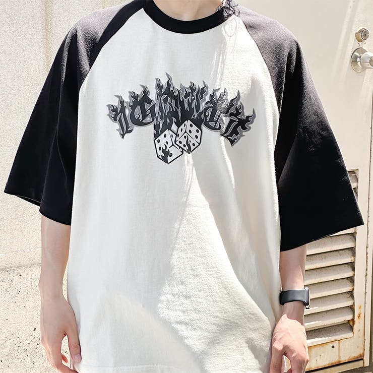 kutir】オーバーサイズ配色ダイスラグランTシャツ[品番：KTRW0026562