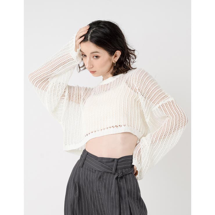 Adoon plain Ladies】メッシュサマーニット[品番：KTRW0026621
