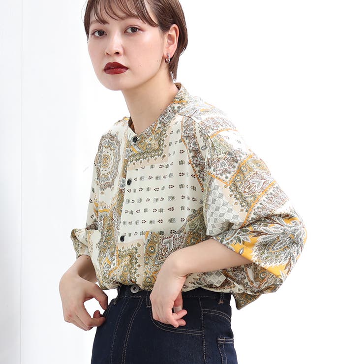 kutir】バンドカラー柄シャツ[品番：KTRW0018764]｜kutir
