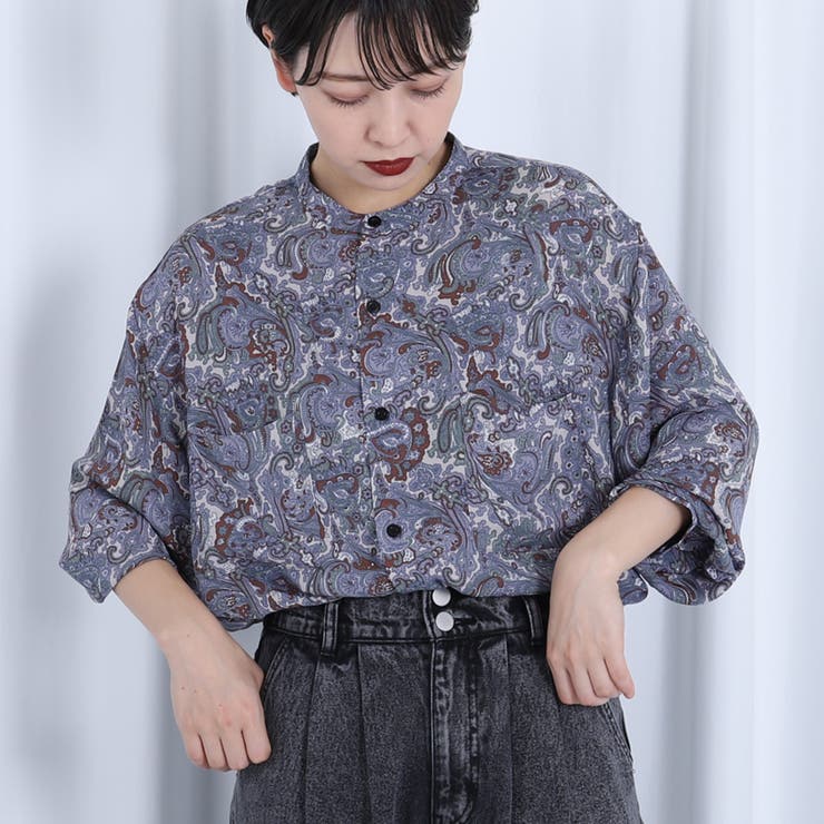 【kutir】バンドカラー柄シャツ[品番：KTRW0019112]｜kutir（クティール）のレディースファッション通販｜SHOPLIST（ショップリスト）