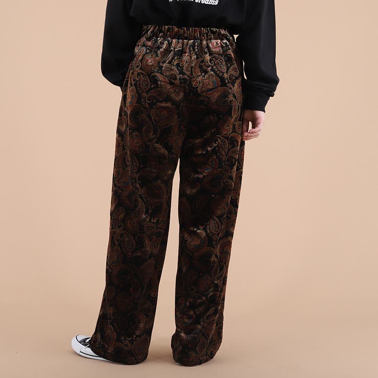 W30 Stussy Floral Jacquard Velour ベロアパンツ ブラック系 パンツ