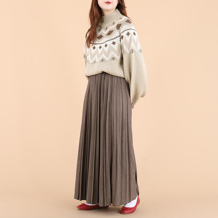 kutir】【kutir closet】フェイクスエードプリーツスカート[品番 kutir】【kutir closet】フェイクスエードプリーツスカート[品番