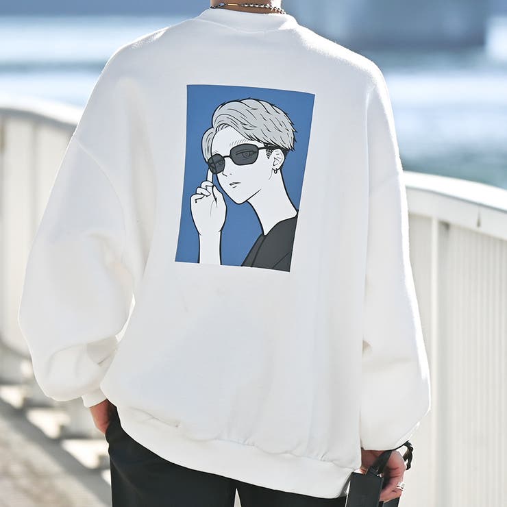 イツキ×Adoon plain コラボ裏起毛人物プリントスウェット[品番