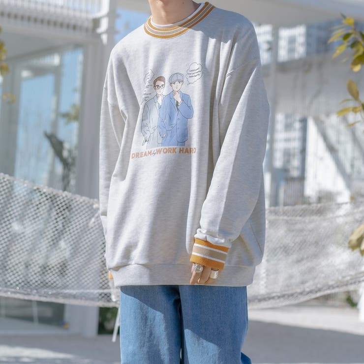 Kutir リブ配色ゆるイラストスウェット 品番 Ktrw Kutir クティール のメンズファッション通販 Shoplist ショップリスト