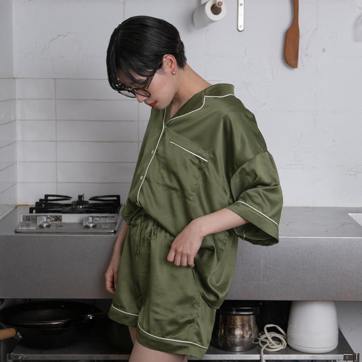 kutir】【セットアイテム】サテンパジャマショートパンツ[品番