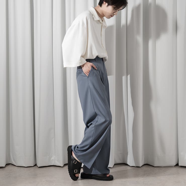 Adoon plain】センタープレスワイドスラックス[品番