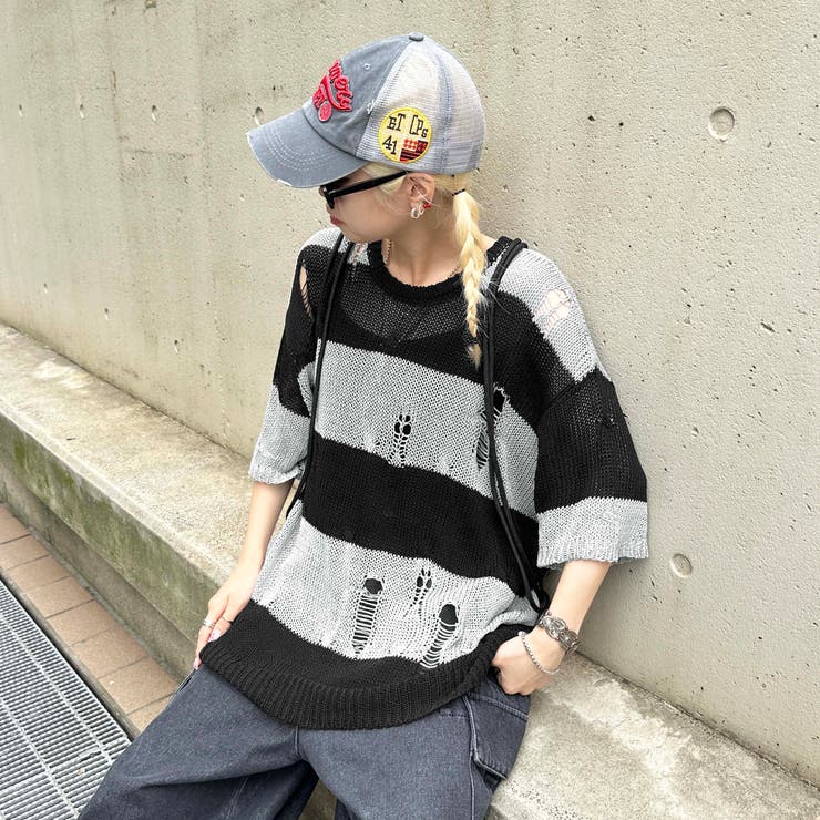 sedacle】ダメージボーダーニット[品番：KTRW0026762]｜sedacle（セダクル ）のレディースファッション通販｜SHOPLIST（ショップリスト）
