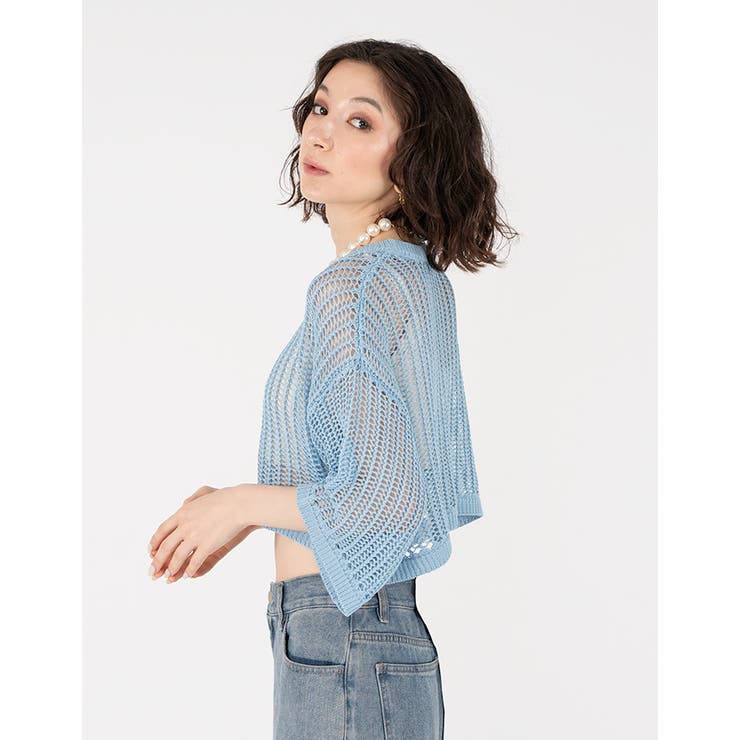 Adoon plain Ladies】メッシュサマーニット/半袖[品番