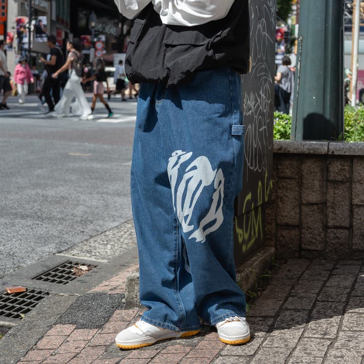 kutir】グラフィックペインターワイドデニムパンツ[品番