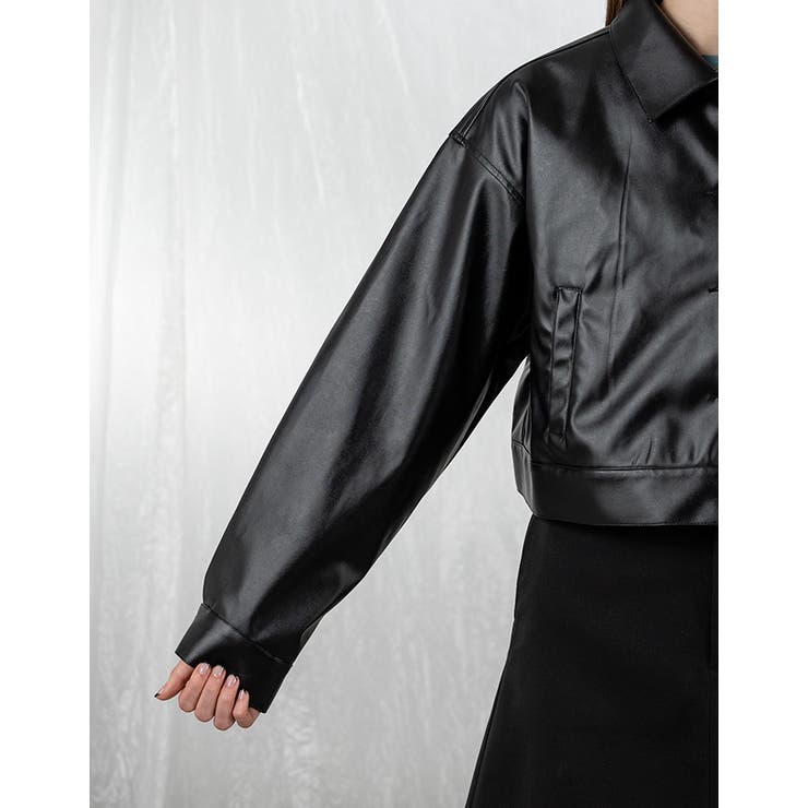 Adoon plain Ladies】フェイクレザージャケット[品番