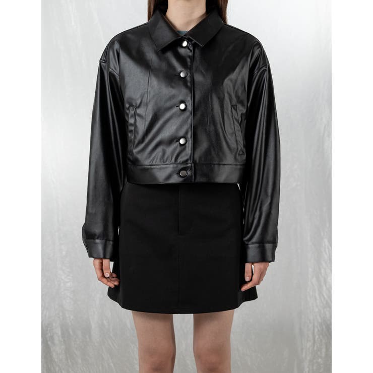「AOKAN」 KRY clothing フェイクレザー アウター フェイクレザークロップドジャケット 全2色 レディース[品番