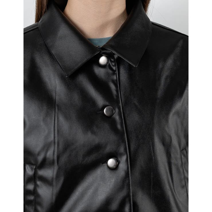 Adoon plain Ladies】フェイクレザージャケット[品番