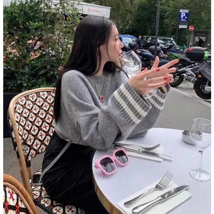 ライン入りショート丈ニット | Girly Doll | 詳細画像2 