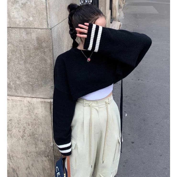 ライン入りショート丈ニット | Girly Doll | 詳細画像3 