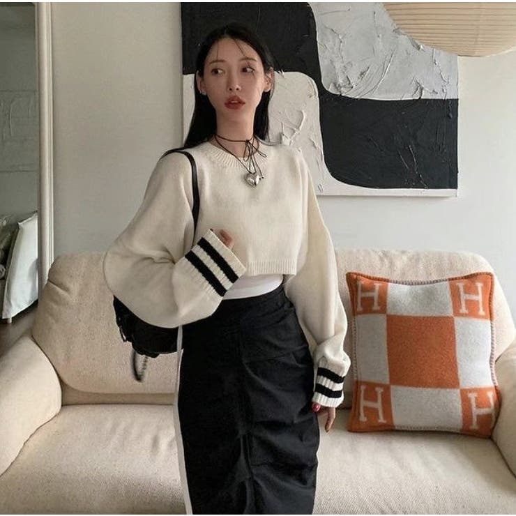 ライン入りショート丈ニット | Girly Doll | 詳細画像5 